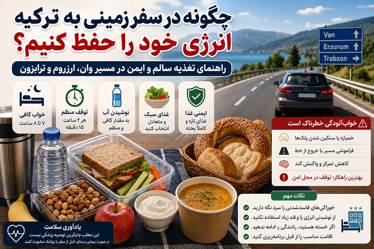 تغذیه در سفر زمینی به ترکیه؛ چکلیست سلامت و جلوگیری از خستگی